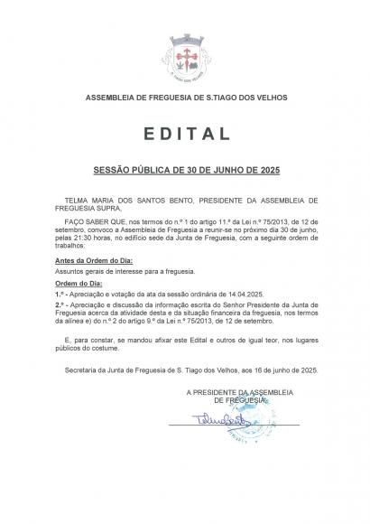 Sessão ordinária da Assembleia de Freguesia