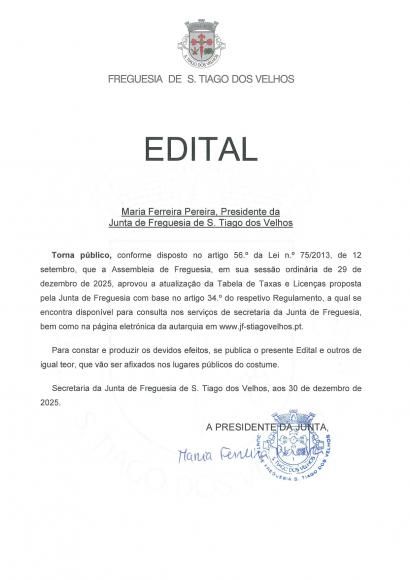 Exposi&ccedil;&atilde;o da Tabela de Taxas e Licen&ccedil;as para 2026