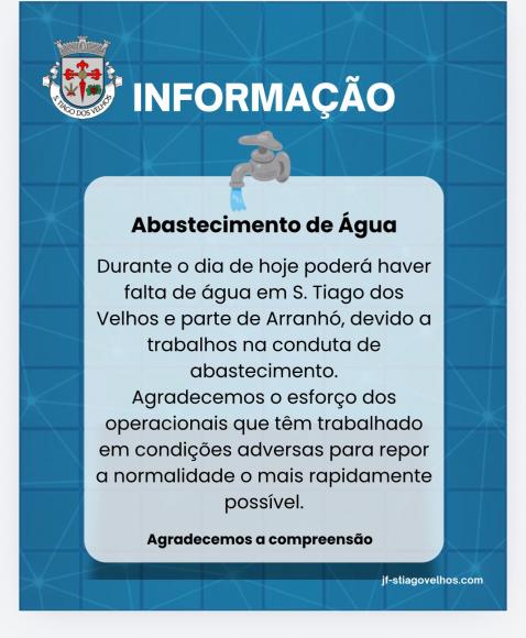 &Aacute;GUA - Interrup&ccedil;&atilde;o do abastecimento