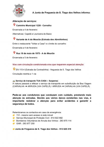 INFO - Estado de Estradas/Servi&ccedil;os