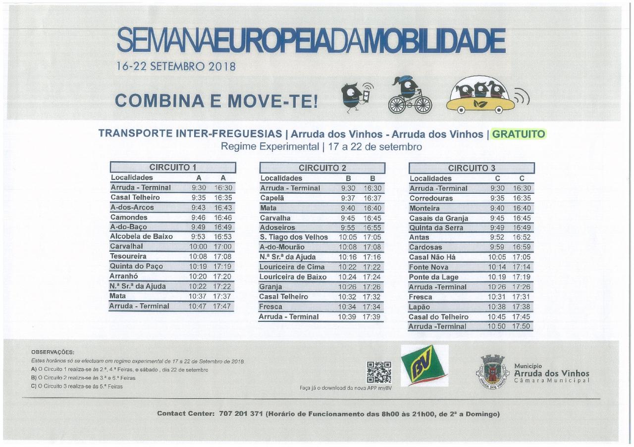 TRANSPORTE Inter-Freguesias (Semana Europeia da Mobilidade)