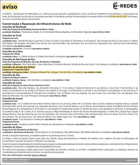 E-REDES - Interrupção pontual da energia elétrica