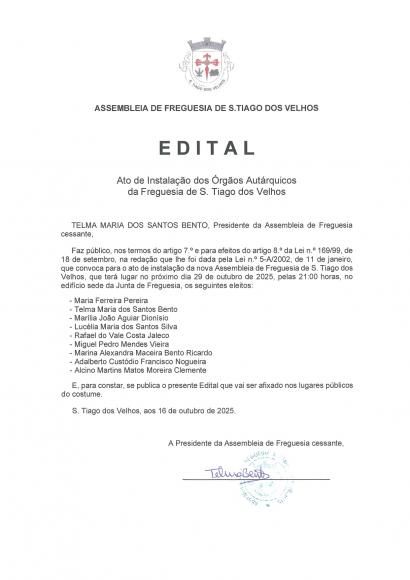 Instalação dos Novos Órgãos Autárquicos