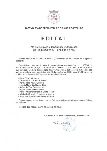Instalação dos Novos Órgãos Autárquicos