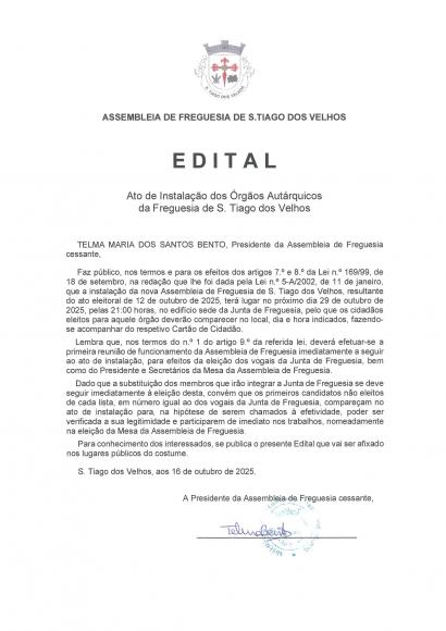 Instalação dos Novos Órgãos Autárquicos Instalação dos Novos Órgãos Autárquicos
